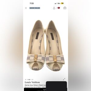 Louis Vuitton Cream and Gray Checkered Heels